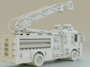 Lego Firetruck with Firefighter Squad 3D-Modell