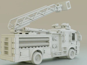 Lego Firetruck with Firefighter Squad 3D Model