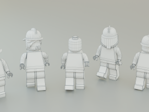 Lego Firetruck with Firefighter Squad 3D-Modell