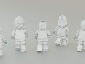Lego Firetruck with Firefighter Squad 3D Model