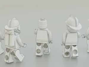 Lego Firetruck with Firefighter Squad 3D Model