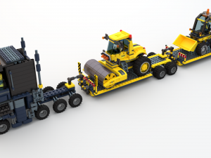 Lego Truck Bulldozer Road Roller with 3 drivers and trailer 3D Models