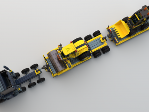 Lego Truck Bulldozer Road Roller with 3 drivers and trailer Modèle 3D
