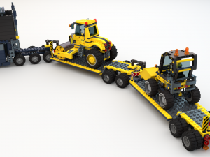 Lego Truck Bulldozer Road Roller with 3 drivers and trailer Modèle 3D