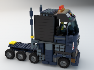 Lego Truck Bulldozer Road Roller with 3 drivers and trailer Modèle 3D