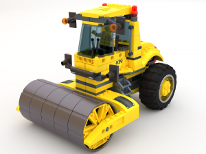 Lego Truck Bulldozer Road Roller with 3 drivers and trailer Modèle 3D