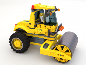 Lego Truck Bulldozer Road Roller with 3 drivers and trailer Modèle 3D