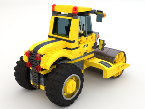 Lego Truck Bulldozer Road Roller with 3 drivers and trailer Modèle 3D
