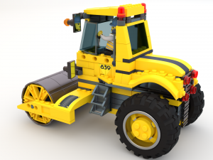 Lego Truck Bulldozer Road Roller with 3 drivers and trailer Modèle 3D