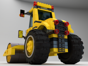 Lego Truck Bulldozer Road Roller with 3 drivers and trailer Modèle 3D