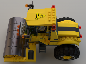 Lego Truck Bulldozer Road Roller with 3 drivers and trailer Modèle 3D