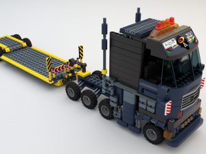 Lego Truck Bulldozer Road Roller with 3 drivers and trailer Modèle 3D