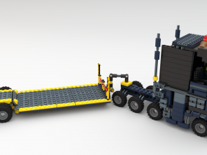Lego Truck Bulldozer Road Roller with 3 drivers and trailer Modèle 3D