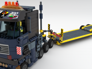Lego Truck Bulldozer Road Roller with 3 drivers and trailer Modèle 3D