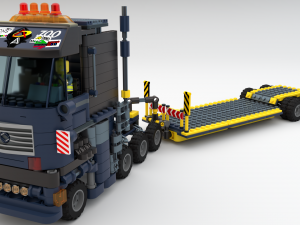 Lego Truck Bulldozer Road Roller with 3 drivers and trailer Modèle 3D