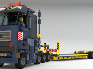 Lego Truck Bulldozer Road Roller with 3 drivers and trailer Modèle 3D