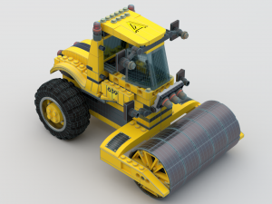 Lego Truck Bulldozer Road Roller with 3 drivers and trailer Modèle 3D