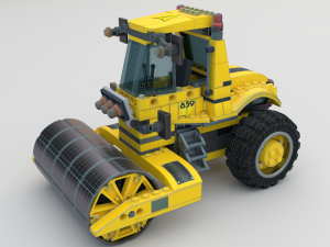 Lego Truck Bulldozer Road Roller with 3 drivers and trailer Modèle 3D