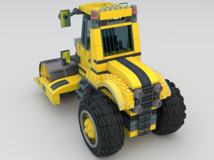 Lego Truck Bulldozer Road Roller with 3 drivers and trailer Modèle 3D