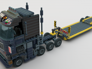Lego Truck Bulldozer Road Roller with 3 drivers and trailer Modèle 3D