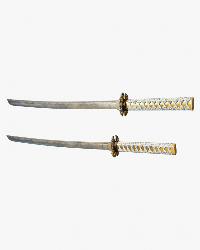 Japanese Katana Swords Model 3D .c4d .max .obj .3ds .fbx .stl .blend 