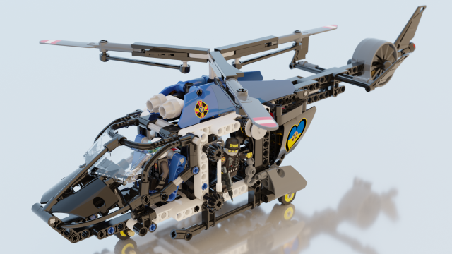 Lego Helicopter UA AIR FORCE Model 3D .c4d .max .obj .3ds .fbx .stl .blend 
