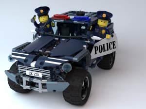 Lego Police Car and Squad 3D Model