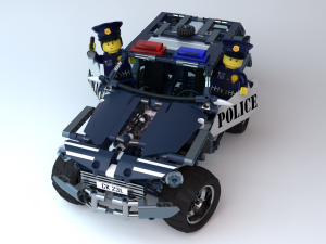 Lego Police Car and Squad 3D Model
