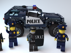 Lego Police Car and Squad 3D Model