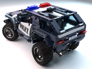 Lego Police Car and Squad 3D Model