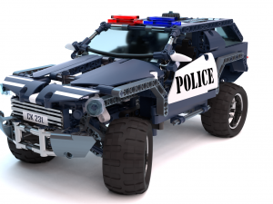 Lego Police Car and Squad 3D Model