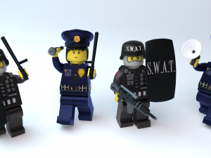 Lego Police Car and Squad 3D Model