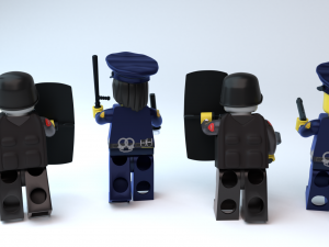 Lego Police Car and Squad 3D Model