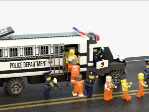 कैदियों के साथ लेगो पुलिस का काफिला 3D मॉडल