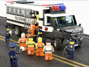 Lego police convoy with prisoners Modelo 3D