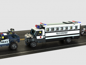 Lego police convoy with prisoners Modelo 3D