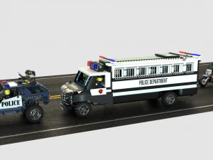 Lego police convoy with prisoners 3D Model