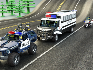 Lego police convoy with prisoners Modelo 3D
