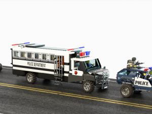 Lego police convoy with prisoners Modelo 3D