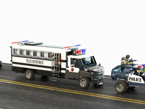 Lego police convoy with prisoners 3D Model