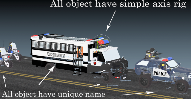 Lego police convoy with prisoners 3D in 3DExport