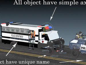 Lego police convoy with prisoners 3D Model