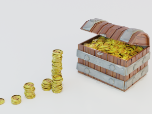 Game set of treasures low poly hand painted game ready Model 3D
