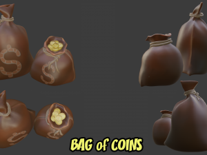 Game set of treasures low poly hand painted game ready Model 3D