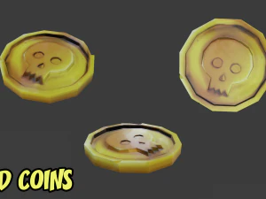 Game set of treasures low poly hand painted game ready 3D Model