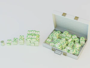 Game set of treasures low poly hand painted game ready 3D Model