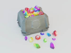 Game set of treasures low poly hand painted game ready Model 3D