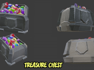 Game set of treasures low poly hand painted game ready Model 3D