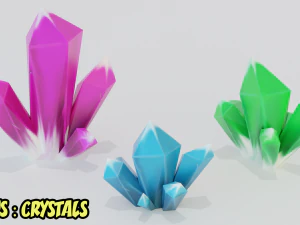 Game set of treasures low poly hand painted game ready 3D Model