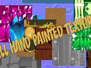 Game set of treasures low poly hand painted game ready 3D Model